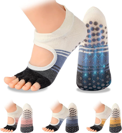 Pilates Socks with Grips for Women,Yoga Socks, Non-Slip Yoga Sock with Toe Separators, Pilates Non Slip Sock