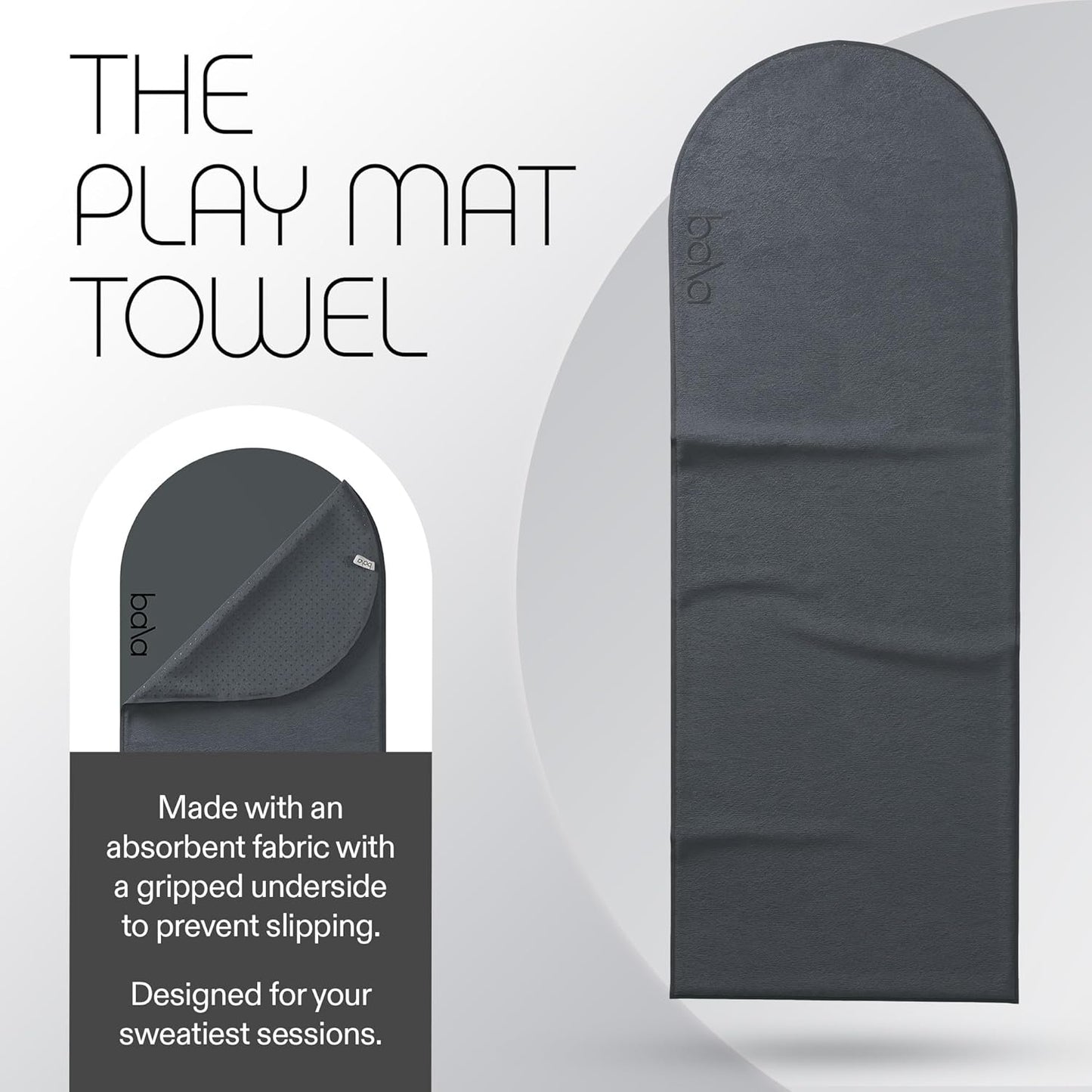 Bala Play Mat Towel, Sea - Non-Slip Absorbent Gym Towels Designed for Sweat, Hot Yoga, Pilates & Core Training Workouts - Fitness & Exercise Gear Essentials for Working Out - Men & Women