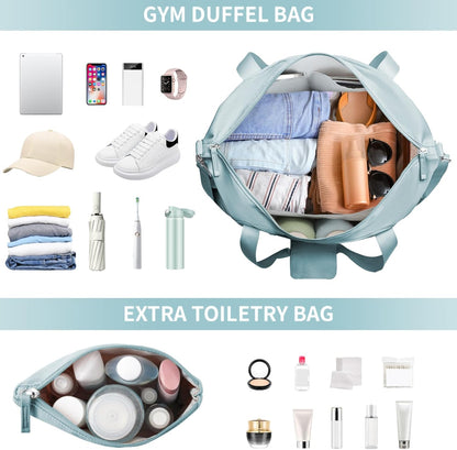 ETRONIK Gym Bag for Women, Personal Item Travel Bag with Shoes Compartment, Weekender Overnight Duffel Bag with Wet Pocket, Carry On Bag for Women, Travel, Gym, Weekend (Beige)