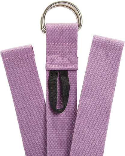 Everyday Yoga Strap with Metal D-Ring - Durable Stretching Strap for Yoga, Pilates, Flexibility & Physical Therapy (6ft, 8ft, 10ft)