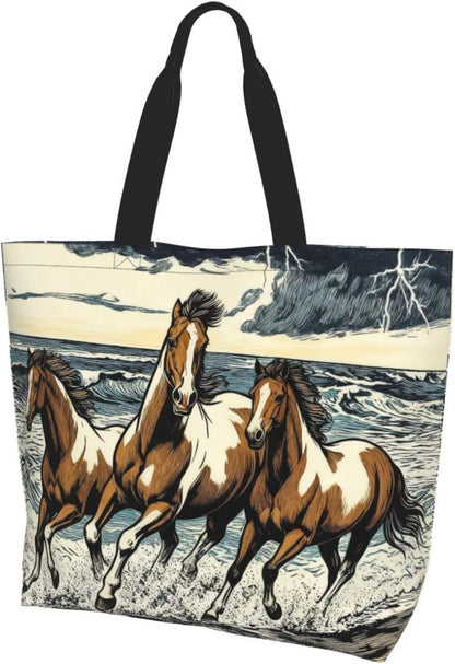 Tote Shoulder Bag Large Durable Reusable Eco-friendly Handbag Lightweight Stylish for Daily Use-19.7x15.7x5.9 Inch - Colors A