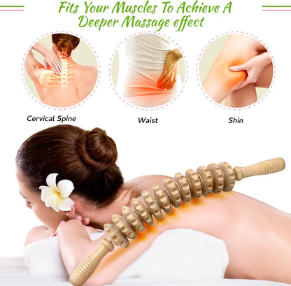 Wooden Massager Handheld Roller Trigger Point Massager Stick for Fascia, Cellulite, Muscle & Abdomen , Body Therapy Massager, Muscle Belly Relief Tool…