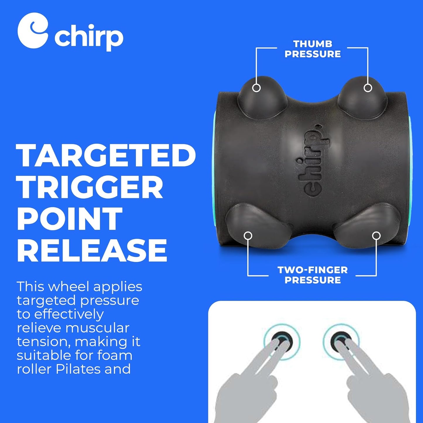 Chirp Wheel XR Knot Kneader - Firm Massage Roller, Shiatsu Thumb Massage, Muscle Release Tool for Knots &Tension Relief | High Density Foam for Physical Therapy & Relaxation, 500lbs Capacity, 6" Mint