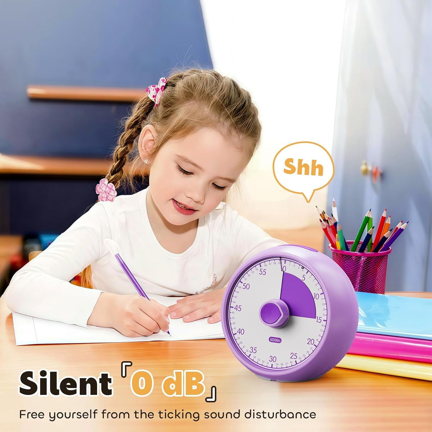 Conchstar Visual Timer for Kids 60-Minute - Countdown Timer with Optional Alarm, Focus Tool for ADHD & Autism, Time Management for Homework, Chores, Office, Kitchen, Teaching & Study Routines (Orange)