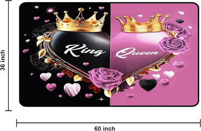 5' X 7' Queen and King Rug Black Grey Area Rugs Dining Living Room Bedroom Kitchen Office Yoga Room Washable Floor Mat Doormats Throw Rug Carpet Room Decor
