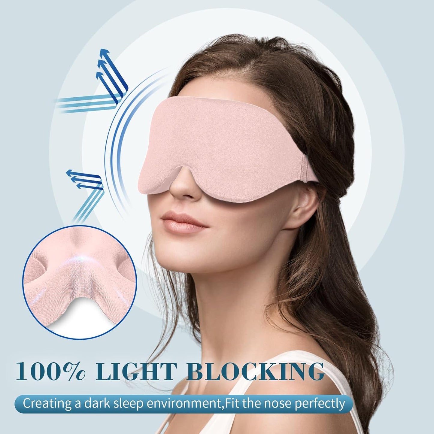 ZGGCD Sleep Mask for Side Sleeper, Light Blocking Sleeping Eye Mask for Women Men, 3D Contoured Cup Night Blindfold, Luxury Eye Cover Eyeshade with Adjustable Strap for Travel, Nap, Black