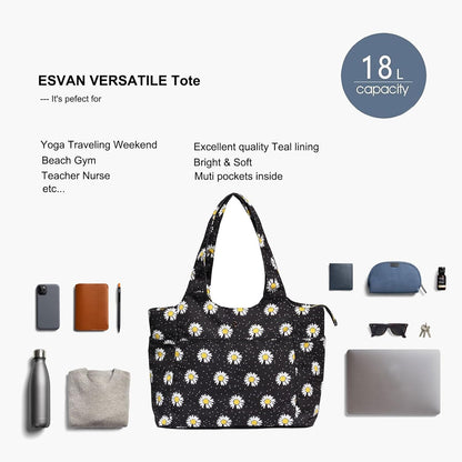 ESVAN Yoga Tote Bag Mat bag Women Shoulder Bags Carryall Tote for Travel Office Workout Gym Nurse Beach