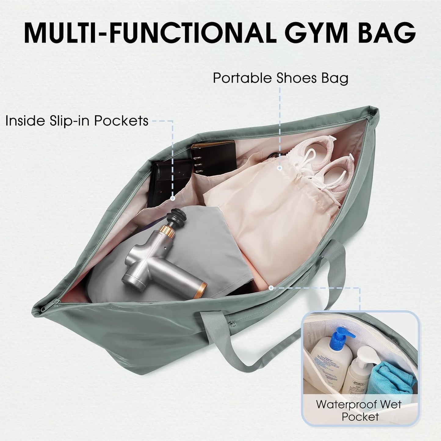 Large Yoga Mat Bag with Shoes Compartment and Wet Pocket Ladies Pilates Gym Tote Bag with Yoga Mat Holder Strap for Women Men Workout Carrier Stuff Accessories