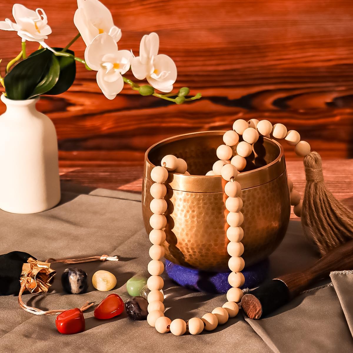 Relaehih Tibetan Singing Bowls Set-Hand-hammered in Nepal Sound Bowl for Meditation, Yoga, Chakra, Meditation Accessories, Stress Relief Tool and Unique Gifts for Women, Men (Yellow, 4 inch)