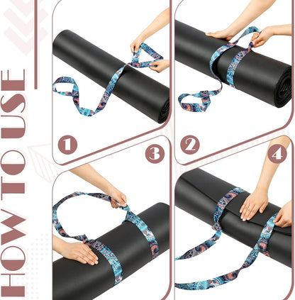Minatee 2 Pcs Yoga Mat Strap Sling Adjustable Thick Mat Carrier Stretching Strap Yoga Mat Sling Holder Women Stretching Band