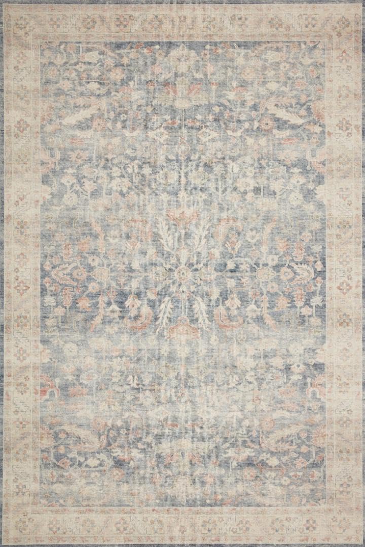Loloi Hathaway Collection HTH-06 Blush/Multi 2'-6" x 7'-6", .25" Thick, Runner Rug, Soft, Durable, Printed, Modern, Low Pile, Non-Shedding, Easy Clean, Living Room Rug