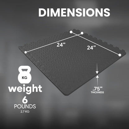 BalanceFrom Puzzle Exercise Mat 1" Thick, EVA Interlocking Foam Floor Tiles for Home Gym, Mat for Home Workout Equipment, Floor Padding for Kids, Black, 24 in x 24 in x 1 in, 24 Sq Ft - 6 Tiles