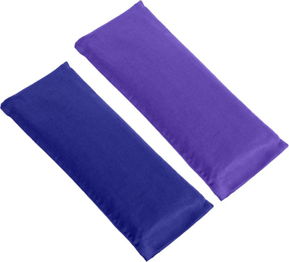4-Pack Unscented Sateen Eye Pillows, Low-Luster, 9’’ x 4’’ Flaxseed Weighted Eye Mask for Sleeping, Hot or Cold Therapy for Relaxation, Migraine, and Headache, Blue