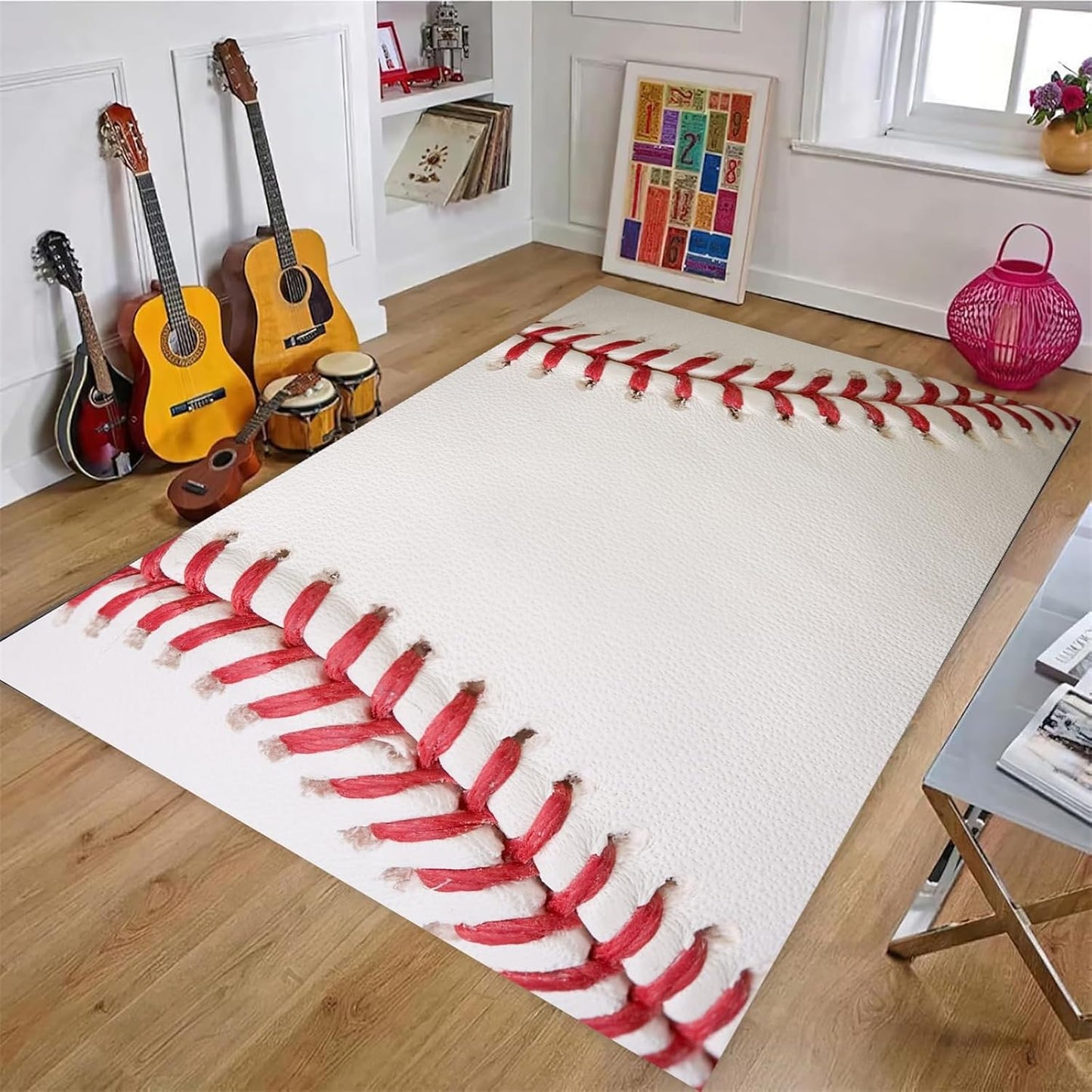 Sports Field Area Rug,5x7ft, Soccer Field Chalked Blackboard Football Stadium Board Painted Non-Slip Soft Carpet Floor Mat Indoor Living Room Bedroom Rugs Yoga Mat Home Decor