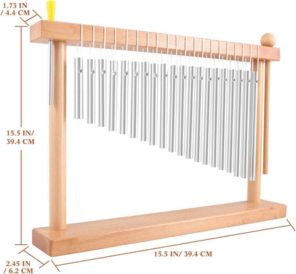 EASTROCK 20 Note Chime Table Wind Chime Bar Percussion Instrument Single Row Chime Hand Chimes Relaxing Meditation Healing Sound Desktop Decoration (Silver)