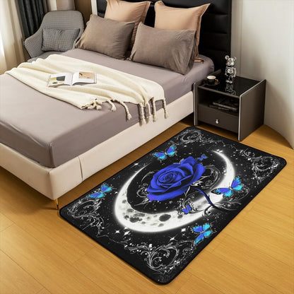 Feelyou Floral Rose Indoor Floor Mat Set,Romantic Blue Rose Rugs for Living Room Bedroom Area Rug 3x5,Boys Girls,Botanical Flower Rose Accent Rug Doormats Floor Mat for All Season