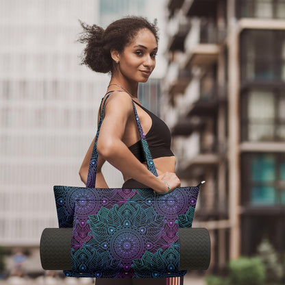 Yoga Bag for Women, Large Canvas Yoga Mat Tote Bag with Yoga Mat Carrier - Large Mat Pocket Fitness Tote for Pilates, Gym, Travel, Office & Beach