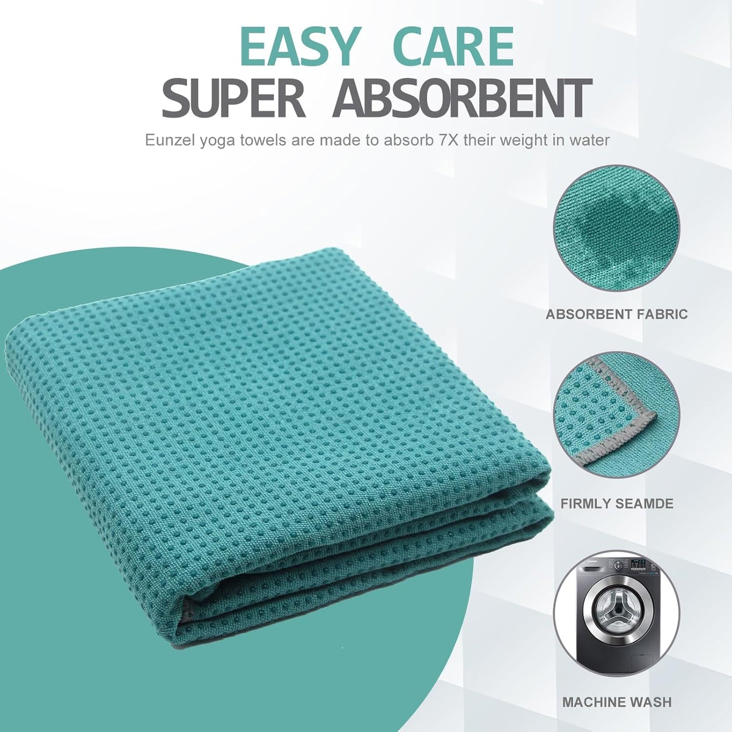 Eunzel Yoga Towel,Hot Yoga Mat Towel with Grip Dots Sweat Absorbent Non-Slip for Hot Yoga, Pilates and Workout 24" x72", Purple & Blue