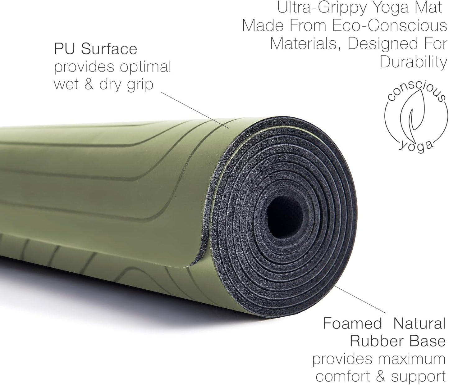 agoy PRO+ WARRIOR - Premium Non-Slip Yoga Mat – Eco-Conscious Design - PU Mat With Wet/Dry Grip+ - Focus Alignment - Lazer-Etched Technology - A Portable Standard Size Mat for All Styles of Yoga