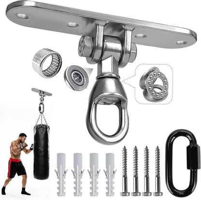 Heavy Bag Hanger,Stainless Wall Ceiling Mount Hook 180°/360° Rotation Wood Beam Holder Body Weight Strength Training Systems, Aerial Yoga Swing & Hammock
