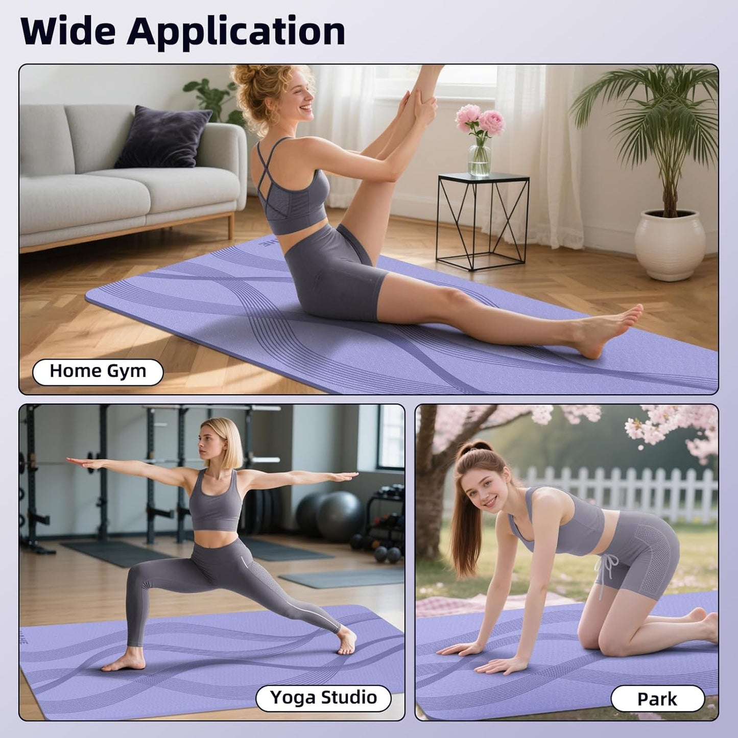 Yoga Mat High Density Exercise Mat, 76"x32"x0.27"Thick Wide & Large Yoga Mat for Women Men, Professional POE Workout Mat for Yoga, Pilates, Fitness & Stretching