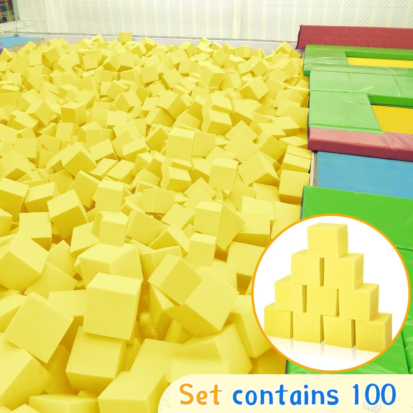 Treela Foam Pit Blocks, Foam Gym Cubes, 4 x 4 x 4 in Protective Trampoline Padding for Gymnastics, Parkour Courses, Trampoline Arenas, BMX