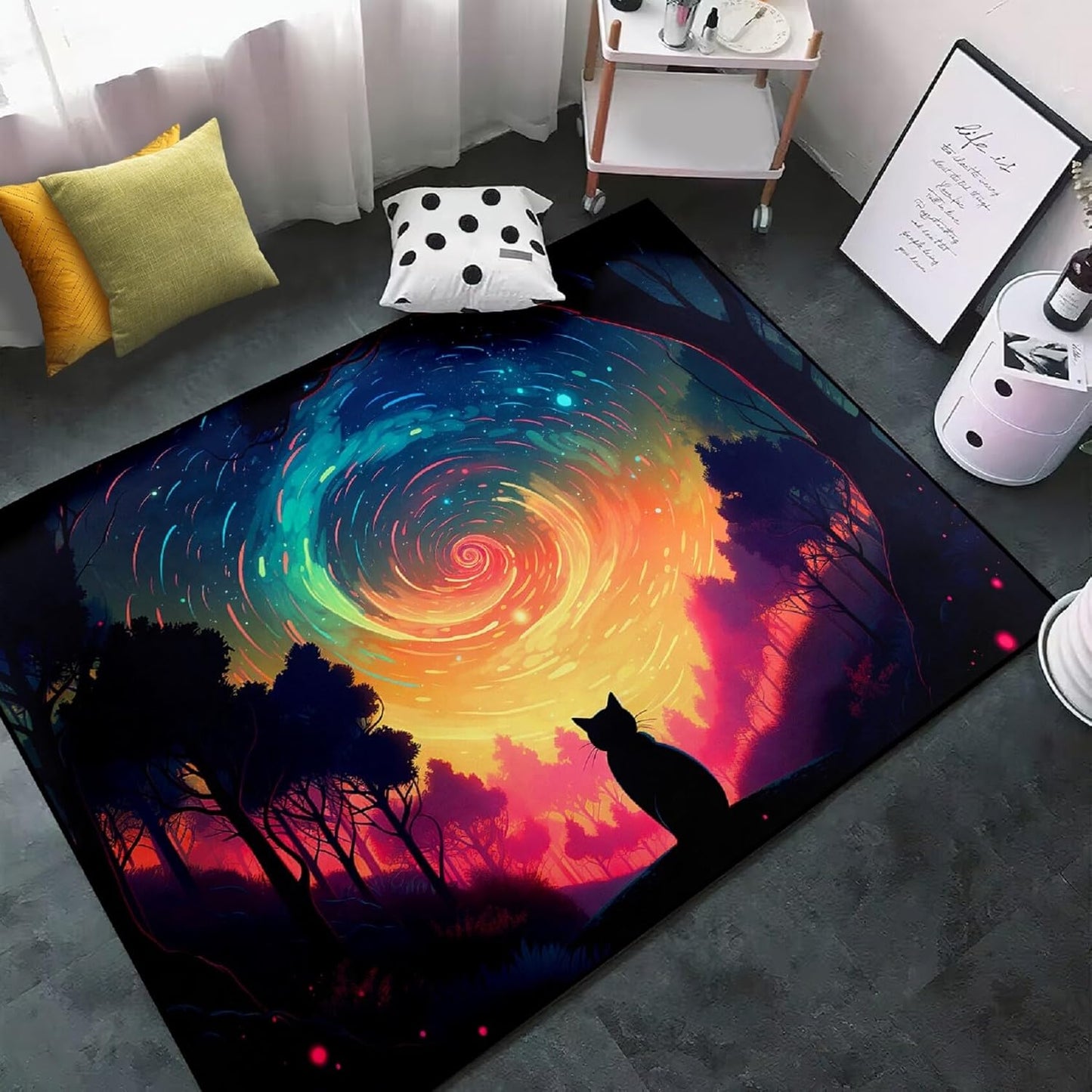 Black Girl Area Rug for Bedroom African American Rugs for Room Princess Carpet Kids Rugs for Bedroom African Girls Carpet for Living Room Teen Girls Yoga Mats, Pink, 4'×5'