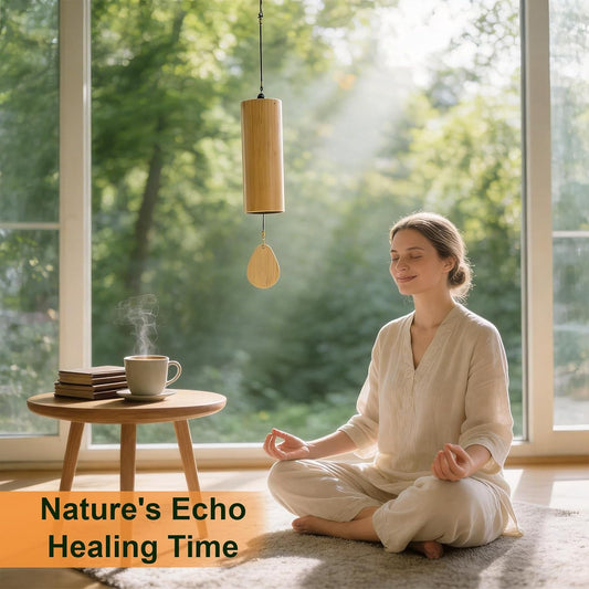 Bamboo Wind Chime-432Hz Tuned for Alpha Wave Relaxation, Focus & Meditation-Handmade Minimalist Sound Healing Tool for Yoga/Home Office/Musical Teaching Classroom/Gifting