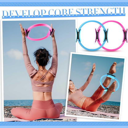 Poen Pilates Equipment Kit for Home Workout Pilates Ring and Ball Set for Women 12'' Circle Yoga Fitness Essentials Kit with Resistance Bands, Yoga Strap, Socks,Bag