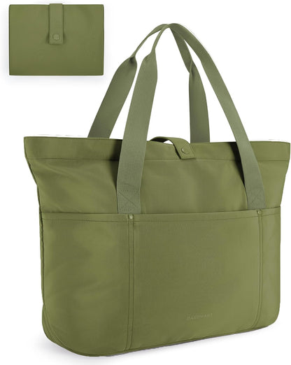 BAGSMART Tote Bag for Women, Foldable Tote Bag With Zipper Travel Shoulder Bag Handbag for Work