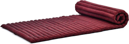 Leewadee - Kapok Roll Mat – Handcrafted Folding Sleep & Relaxation Mattress from Thailand, Ideal as Guest Bed, Camping Mat, Yoga Mat or Traditional Futon, 75 x 39 inches, Anthracite