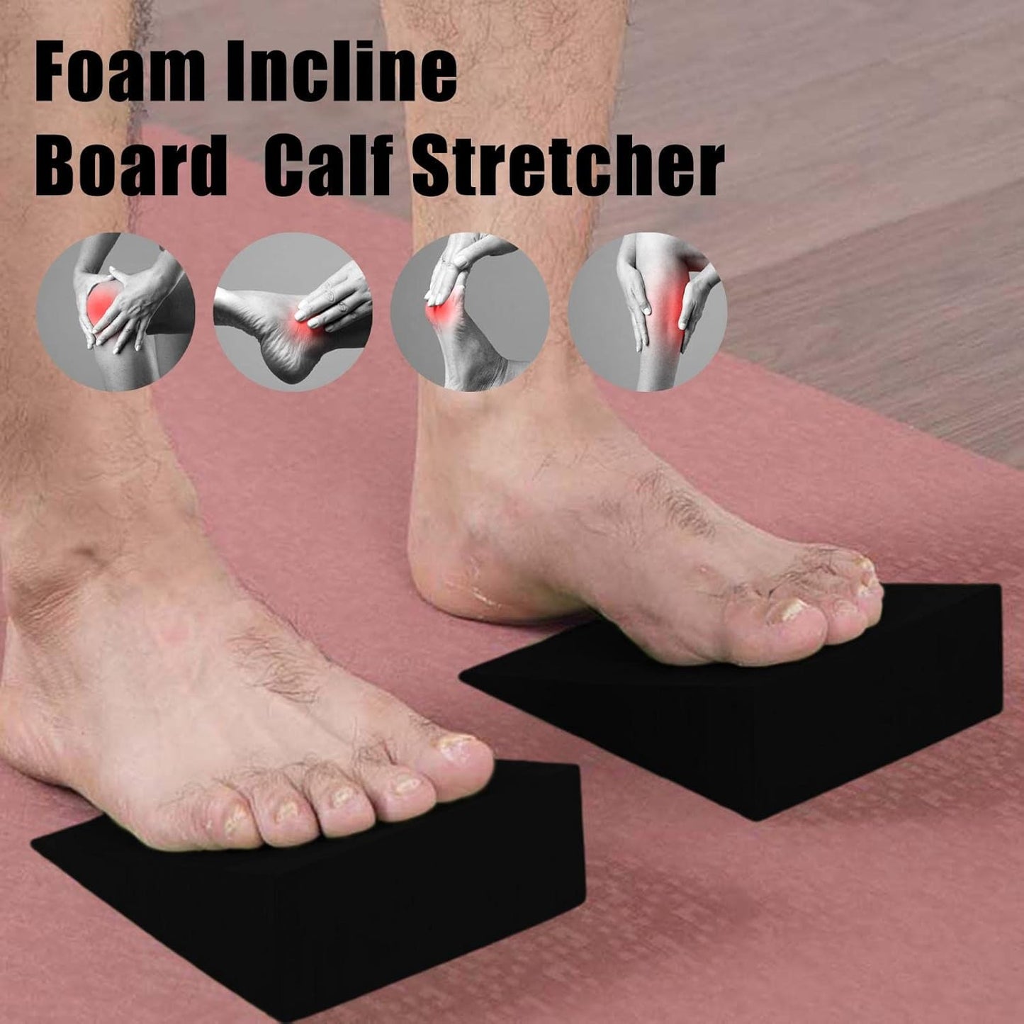 Yoga Block Wedge Yoga Foam Slant Board Calf Stretcher for Wrist and Lower Back Support, Knee Pad, Back Support, Black