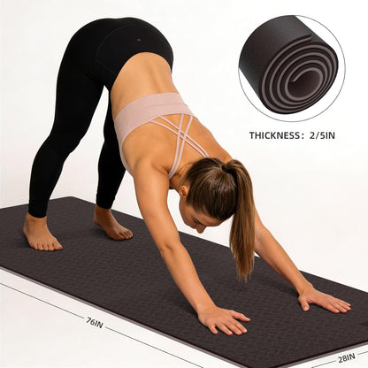 10mm Thick Yoga Mat for Tall Men & Women, Extra Long 76x28in Non Slip TPE Exercise Mat with Carrying Strap, Mat for Yoga Pilates Fitness,Indoor Outdoor Use