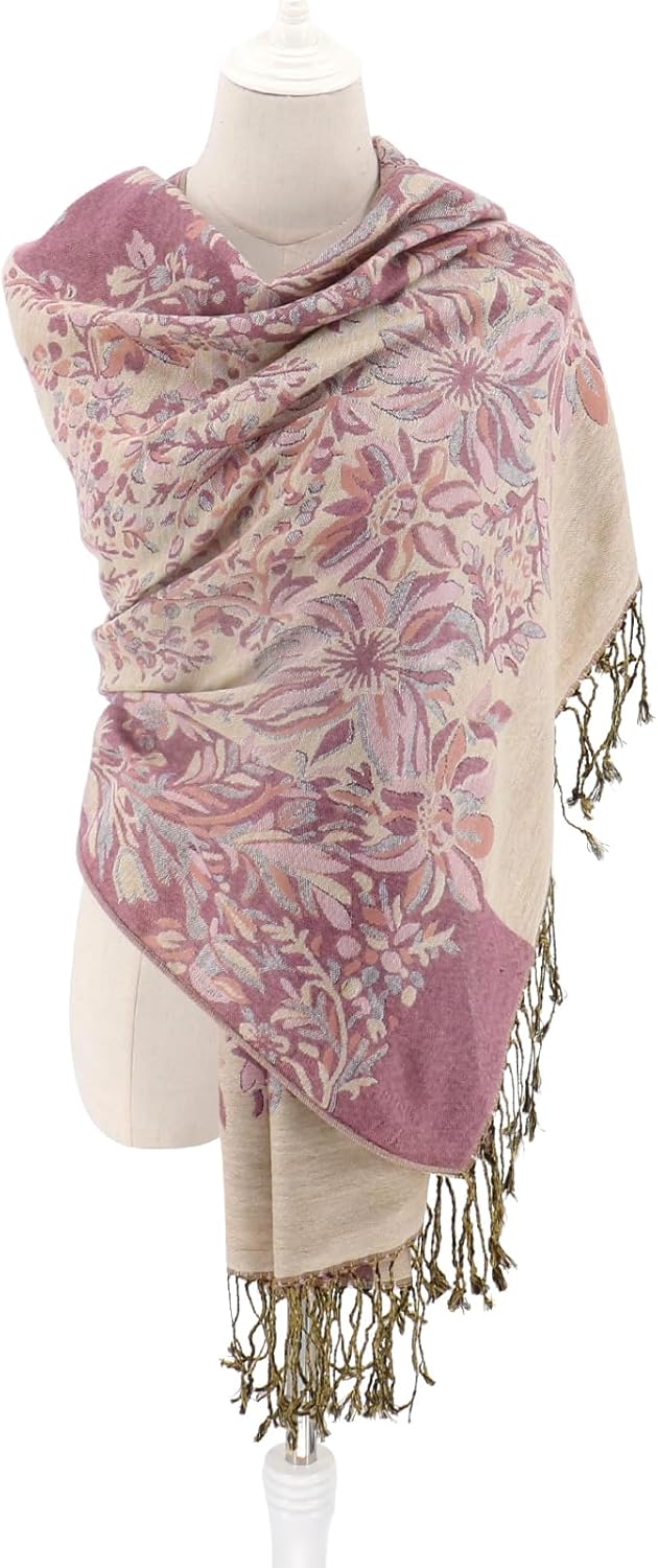 vimate Silky Paisley Pashmina Shawl Scarf-Women's Soft Double-side Jacquard Pashminas Wrap for Evening Dress Travel Shawl