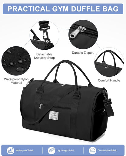 Gym Bag Womens Mens with Shoes Compartment and Wet Pocket Travel Duffel Bag for Women for Plane Sport Gym Tote Bags Swimming Yoga Waterproof Weekend Overnight Carry on Bag Hospital Holdalls - Colors A