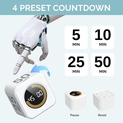 KADAMS Pomodoro Cube Timer Productivity Visual Timer - 5/10/25/50 Min Rotating Countdown (1, Green)