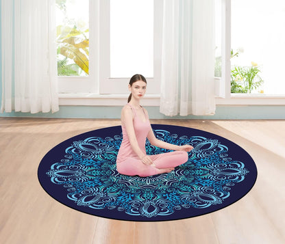 Pilates Mat Round Oversize Yoga Mat Suede Rubber Non-Slip Dia 140cm Exercise Mat Meditation Mat Workout Mat for Home Outdoor
