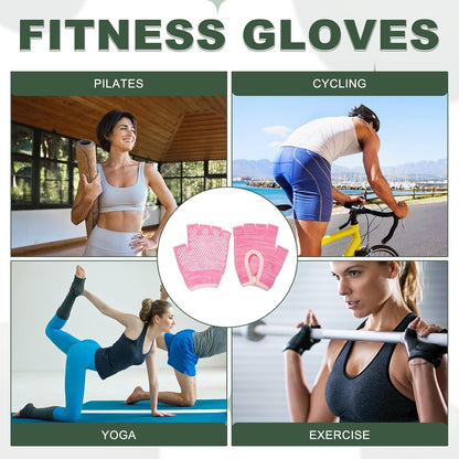 Yoga Gloves, Non Slip Fingerless Pilates Gloves Breathable Exercise Workout Mittens