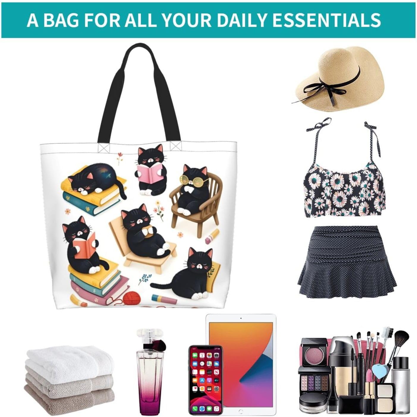 Tote Shoulder Bag Large Durable Reusable Eco-friendly Handbag Lightweight Stylish for Daily Use-19.7x15.7x5.9 Inch - Colors B