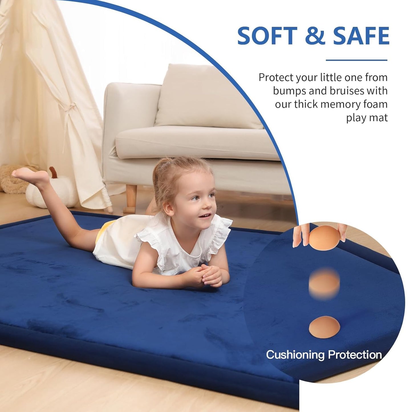 Baby Play Mat for Floor,1.3" Thick Memory Foam Tummy Time Mat,Soft Coral Velvet Nursery Rug,Large Non Slip for Crawling,Toddlers,Infants,Kids,Yoga & Tatami Style for Living Room(Dark Gray)