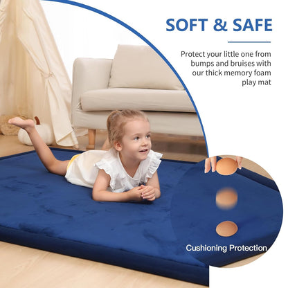 Baby Play Mat for Floor,1.3" Thick Memory Foam Tummy Time Mat,Soft Coral Velvet Nursery Rug,Large Non Slip for Crawling,Toddlers,Infants,Kids,Yoga & Tatami Style for Living Room(Dark Gray)