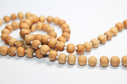 IS4A 8MM TULSI HOLY BASIL PRAYER BEADS JAPA MALA NECKLACE HAND KNOTTED. KARMA (108+1) BEADS. BLESSED & ENERGIZED HINDU TIBETAN BUDDHIST SUBHA ROSARY