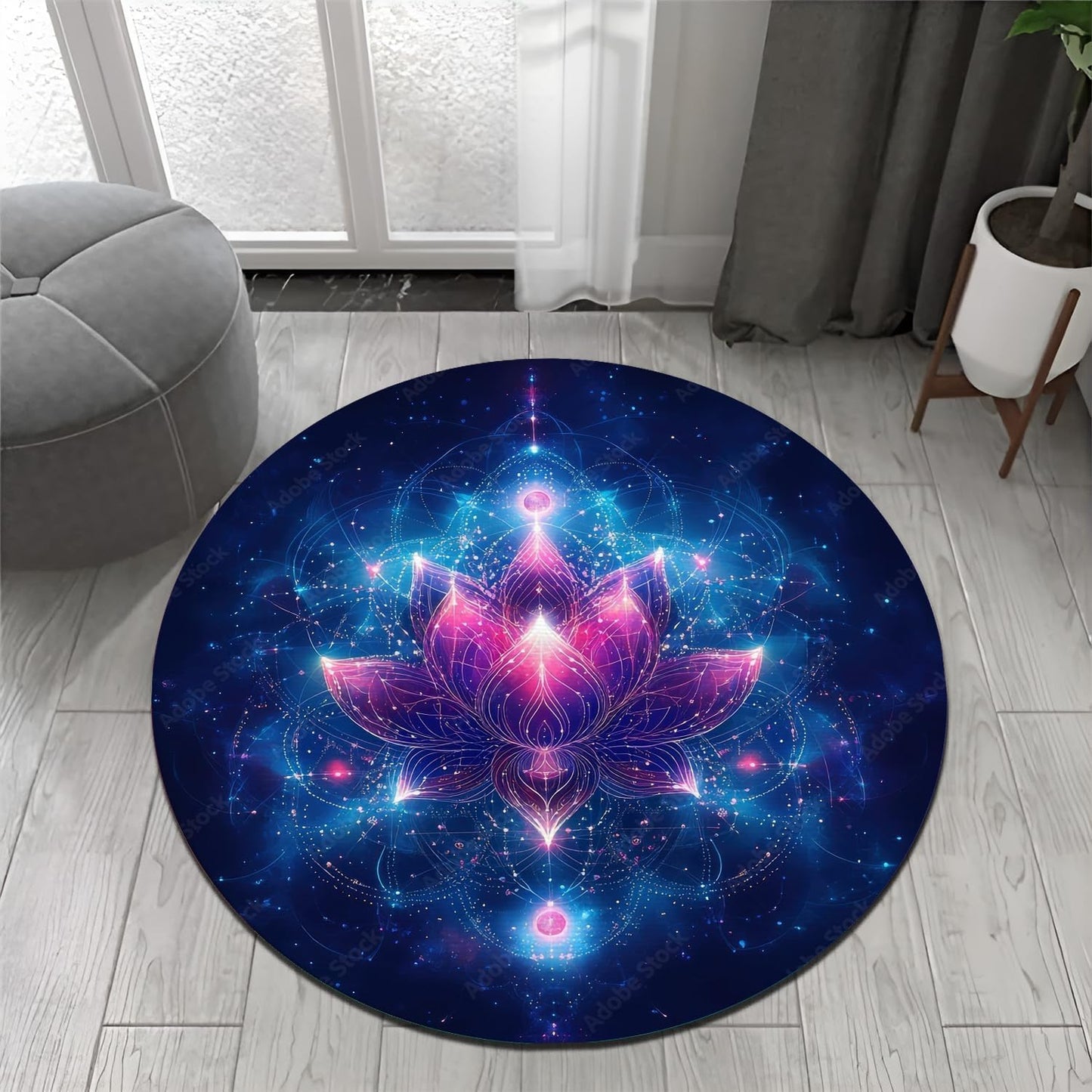 Chakra Round Area Rug, Non-Slip Meditation & Yoga Carpet for Living Room, Meditation Round Area Rugs, Modern Circular Bedroom Rug 57