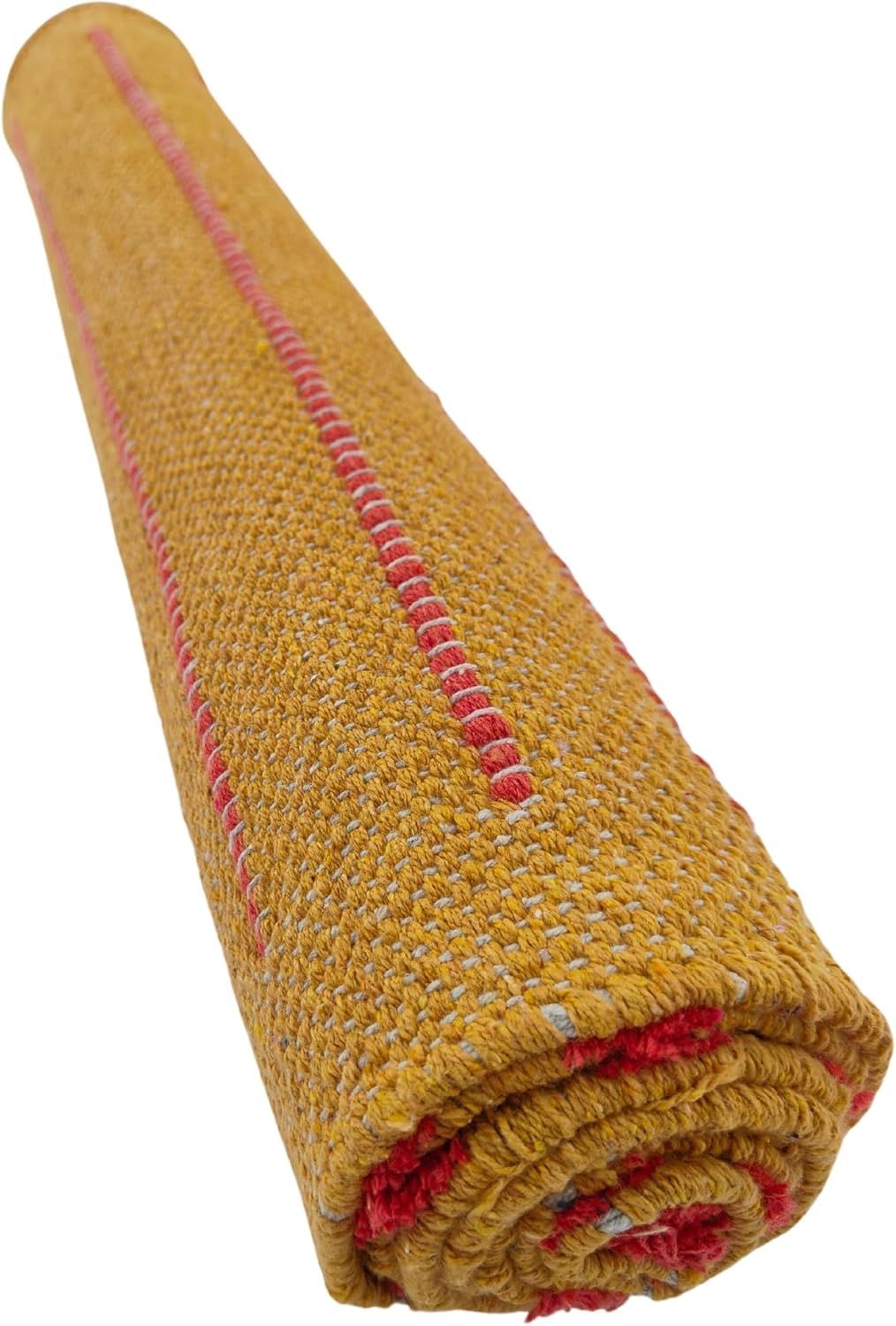 Indian Handmade100 % Organic Anti Skid Multi Colour Cotton Yoga Mat - Eco-Friendly Hand-Woven Rug - Non-Slip & Thick (24”x72”x5mm) for Hot yoga & Everyday Fitness at Home - Comfortable & Foldable Extra-Long Mat
