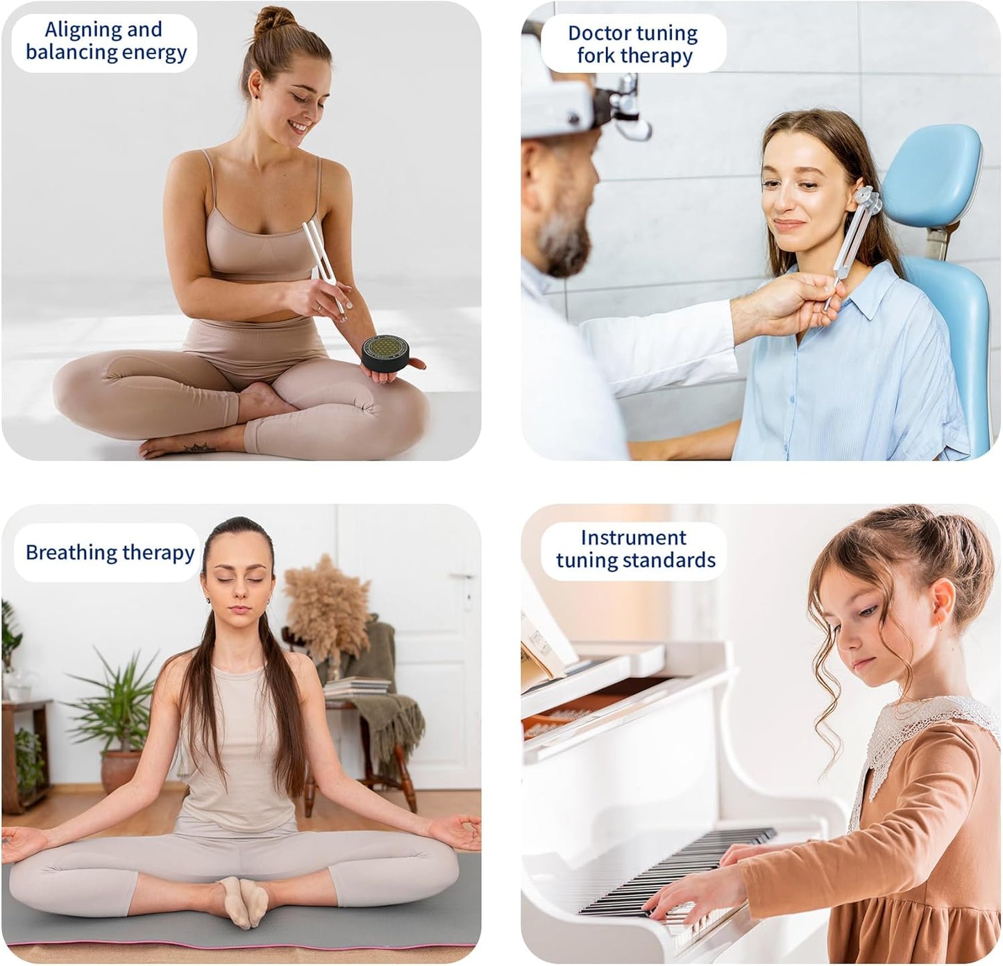 Tuning Forks for Healing Set – Includes 128Hz, 136Hz, 256Hz, 384Hz & Activator, Portable in Red Leather Pouch – Medical Grade Sound Healing Instruments for Chakra, Yoga, and Meditation