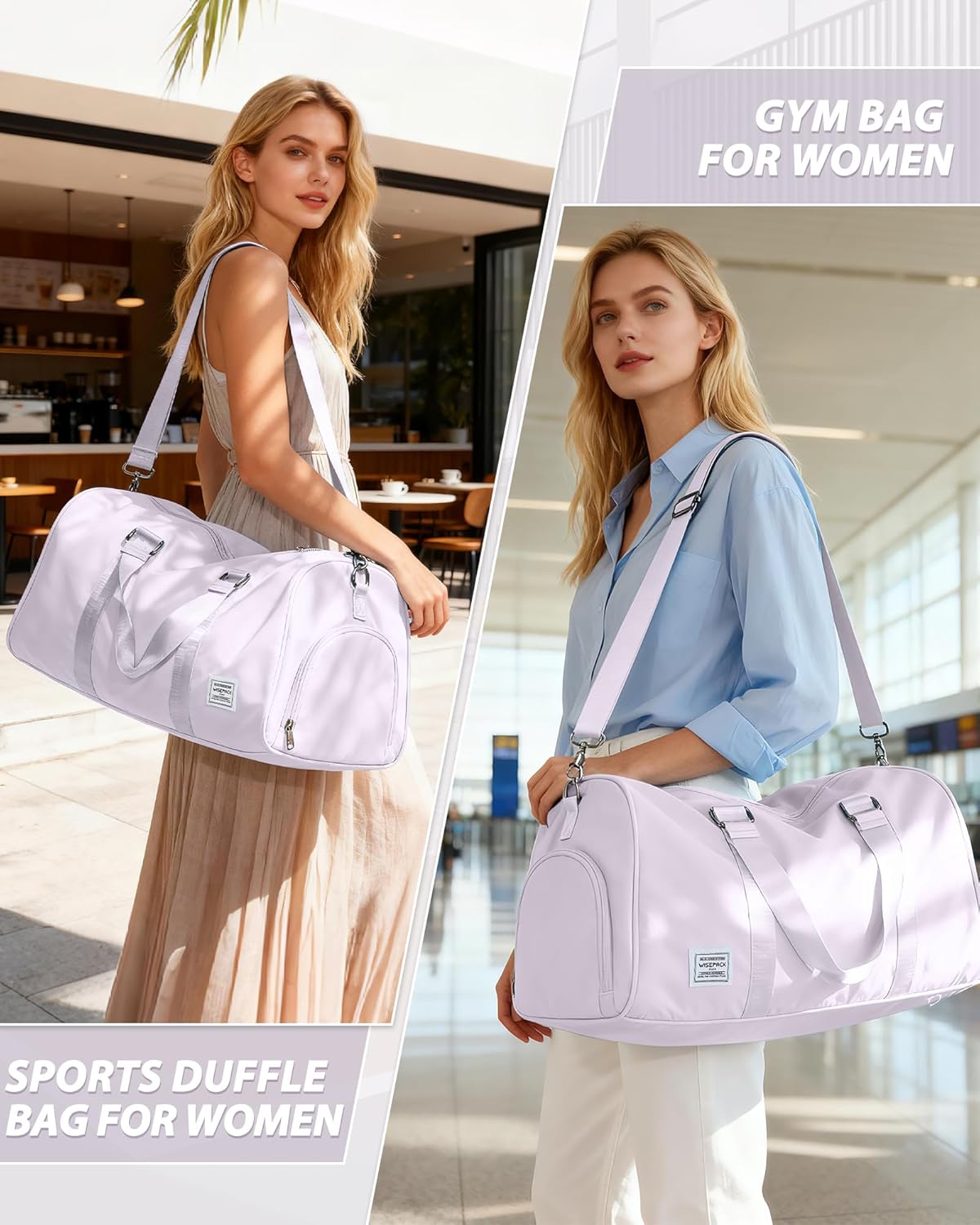 Gym Bag Womens Mens with Shoes Compartment and Wet Pocket Travel Duffel Bag for Women for Plane Sport Gym Tote Bags Swimming Yoga Waterproof Weekend Overnight Carry on Bag Hospital Holdalls - Colors B