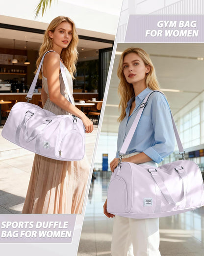 Gym Bag Womens Mens with Shoes Compartment and Wet Pocket Travel Duffel Bag for Women for Plane Sport Gym Tote Bags Swimming Yoga Waterproof Weekend Overnight Carry on Bag Hospital Holdalls - Colors B
