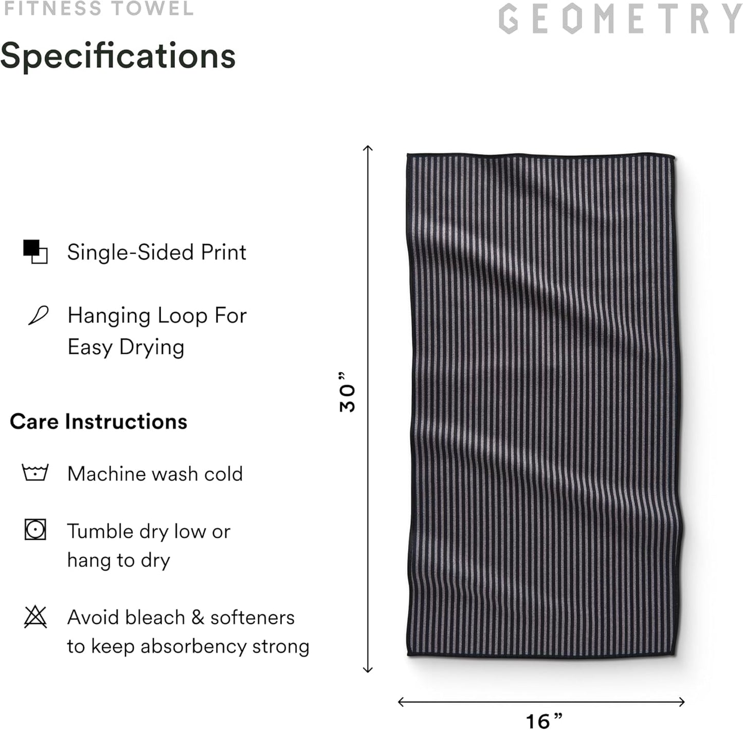 GEOMETRY Gym Towel for Working Out - Compact & Quick Dry, Super Absorbent Microfiber Sweat Towel - Premium Microfiber for Gym - Zig, 16" x 30", 1 Piece