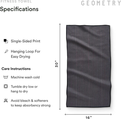 GEOMETRY Gym Towel for Working Out - Compact & Quick Dry, Super Absorbent Microfiber Sweat Towel - Premium Microfiber for Gym - Zig, 16" x 30", 1 Piece
