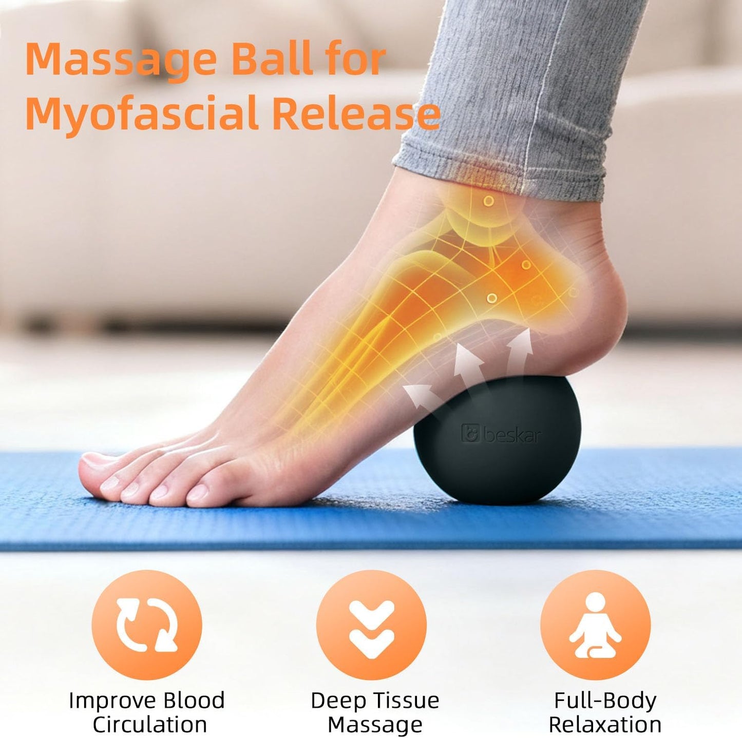Massage Lacrosse Balls for Myofascial Release, Trigger Point Therapy and Yoga Therapy, Foot Massage Ball to Relieve Plantar Fasciitis Black